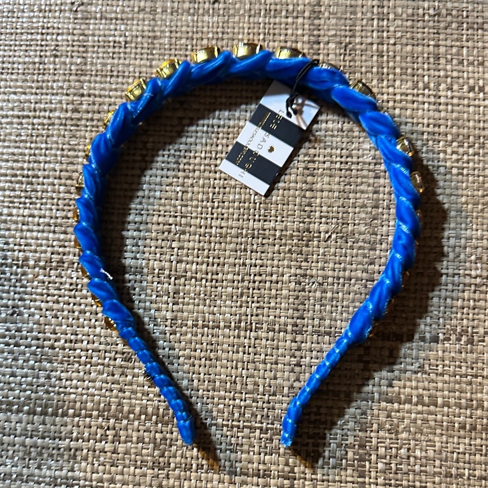 Lele sadoughi Blue and Gold graduated crystal Headband NWT